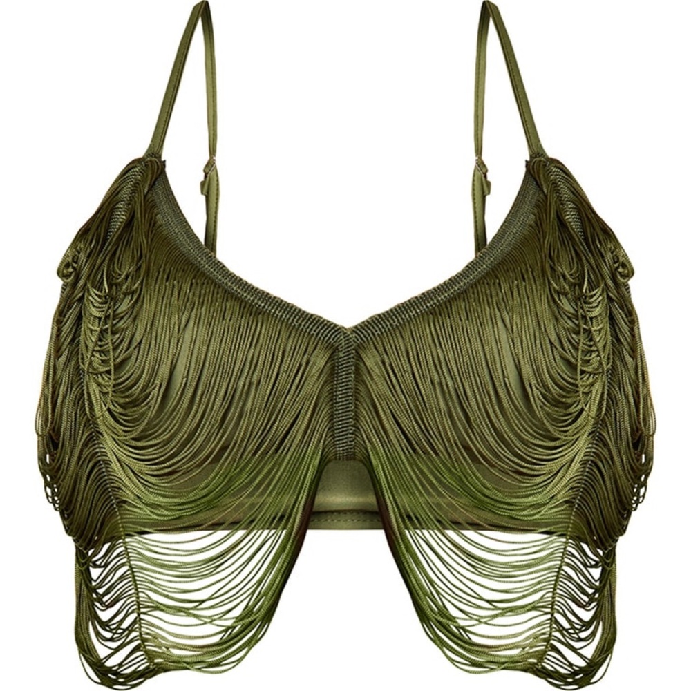 PLT - Shape Olive Fringe Bralet & Pant Set - Picture 4 of 4